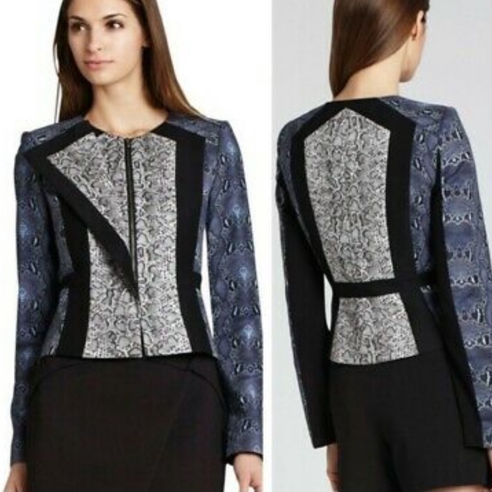 BRAND NEW BCBG EDWARD SNAKESKIN DESIGN BLAZER - Picture 3 of 9